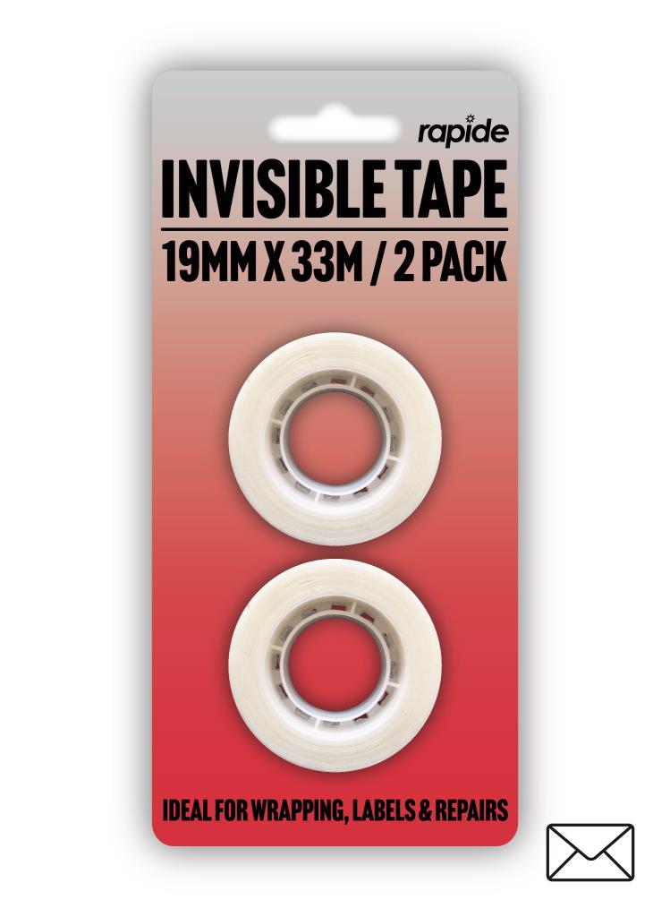 Ruban invisible 19mm x 33m (lot de 2) - Ruban adhésif transparent pour le bureau, la maison et les loisirs créatifs