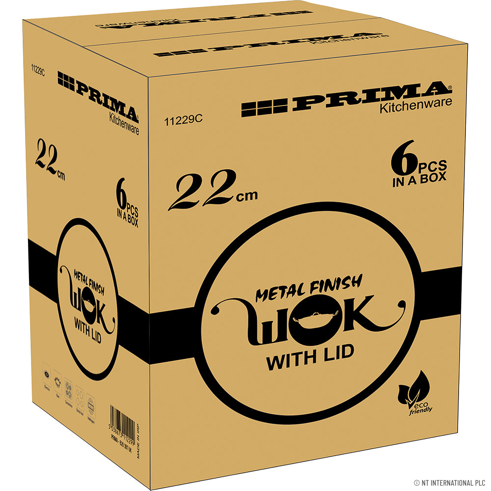 Wok de 22 cm avec couvercle - Parfait pour les portions individuelles