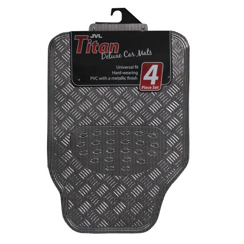 Jeu de 4 Tapis de Sol Métalliques JVL Titan – Carbone.