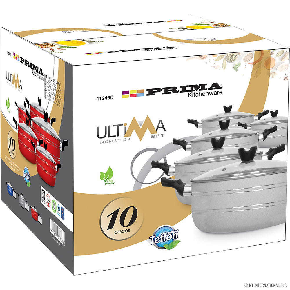 Batterie de cuisine antiadhésive 10 pièces (20 - 28 cm) - Idéale pour cuisiner de délicieux plats
