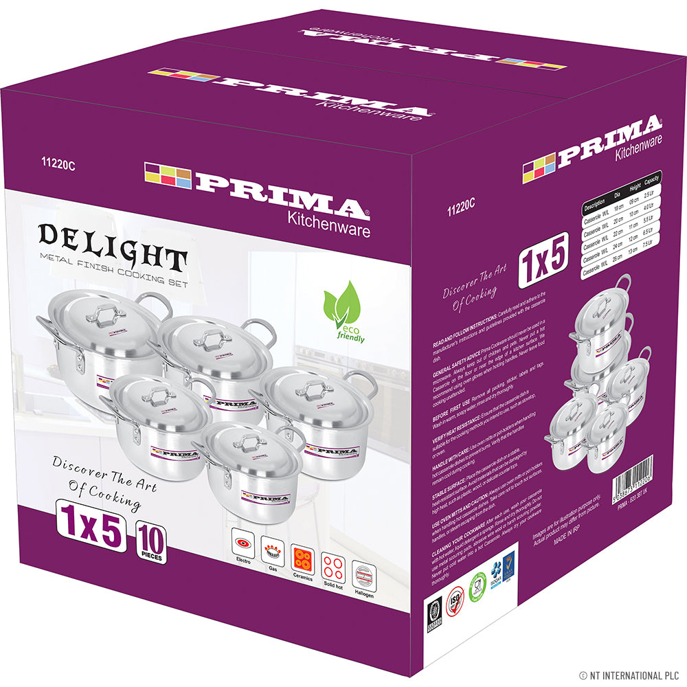Batterie de cuisine Premium 10 pièces avec couvercles (18-26 cm) - L'essentiel pour la maîtrise culinaire