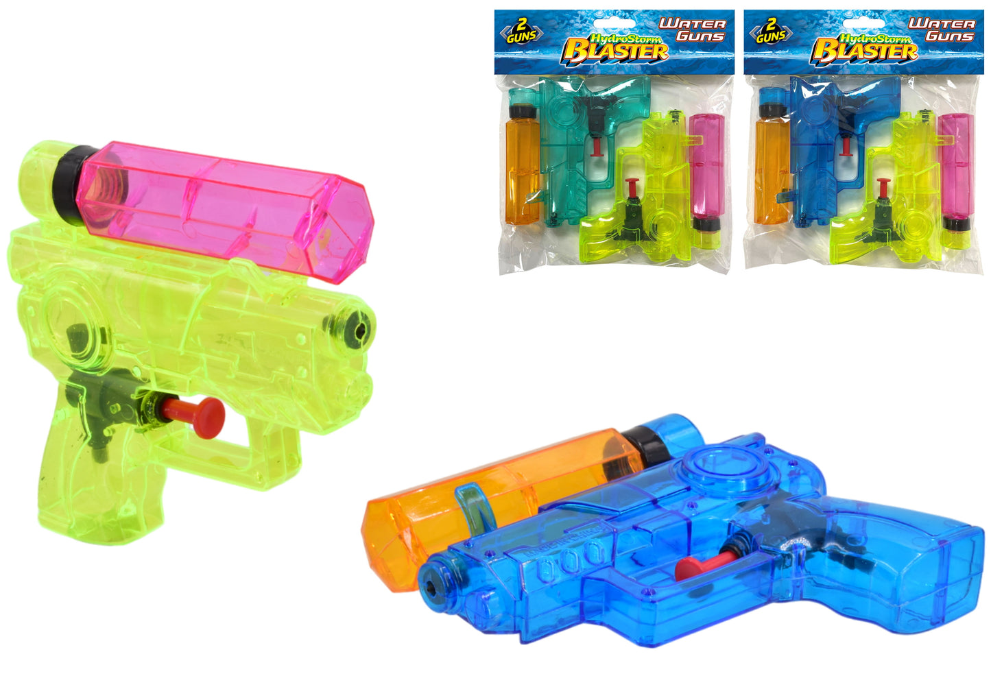 Ensemble de 2 pistolets à eau transparents "Fun in the Sun" pour les batailles d'eau en extérieur - Jouets d'été pour enfants