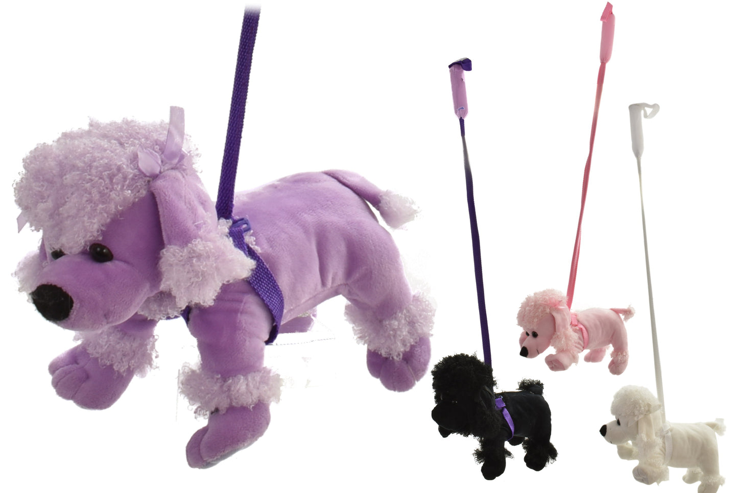 Adorable Caniche en peluche sur laisse rigide - Accessoire parfait pour animaux de compagnie