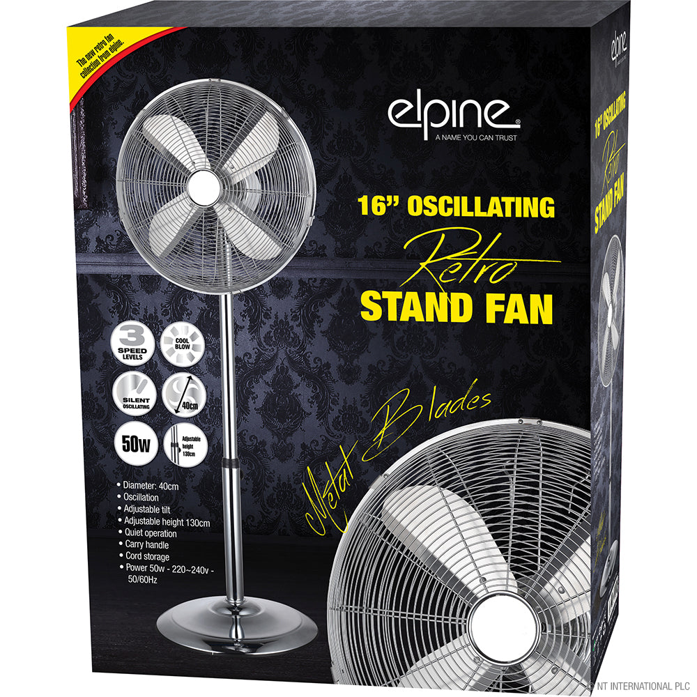 Restez au frais avec style grâce à notre ventilateur sur pied rétro de 40 cm (16") et 50 W - une élégance vintage pour tous les espaces.