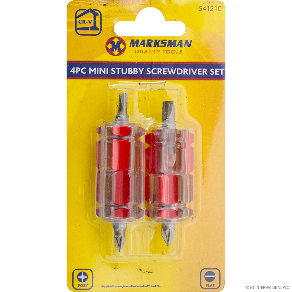 Jeu de 4 mini-tournevis trapus - Outils compacts et polyvalents pour chaque projet de bricolage