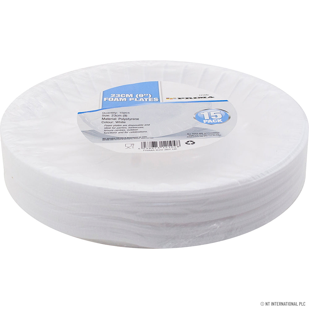 Premium 9" (23cm) Foam Dinner Plate 15-Pack - Classifoam | Disposable Plates for Elegant Dining