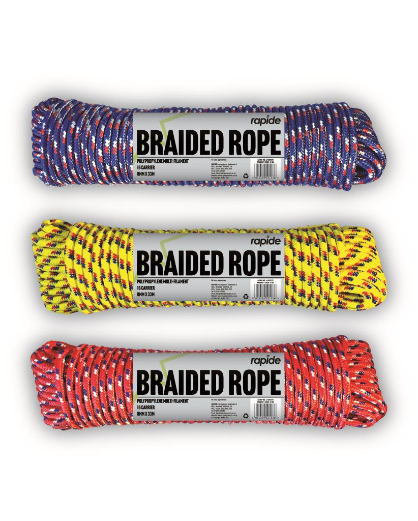 RAPIDE CORDE TRESSÉE POLYPROPYLÈNE MULTIFILAMENT 16 FILS 8mm X 33m