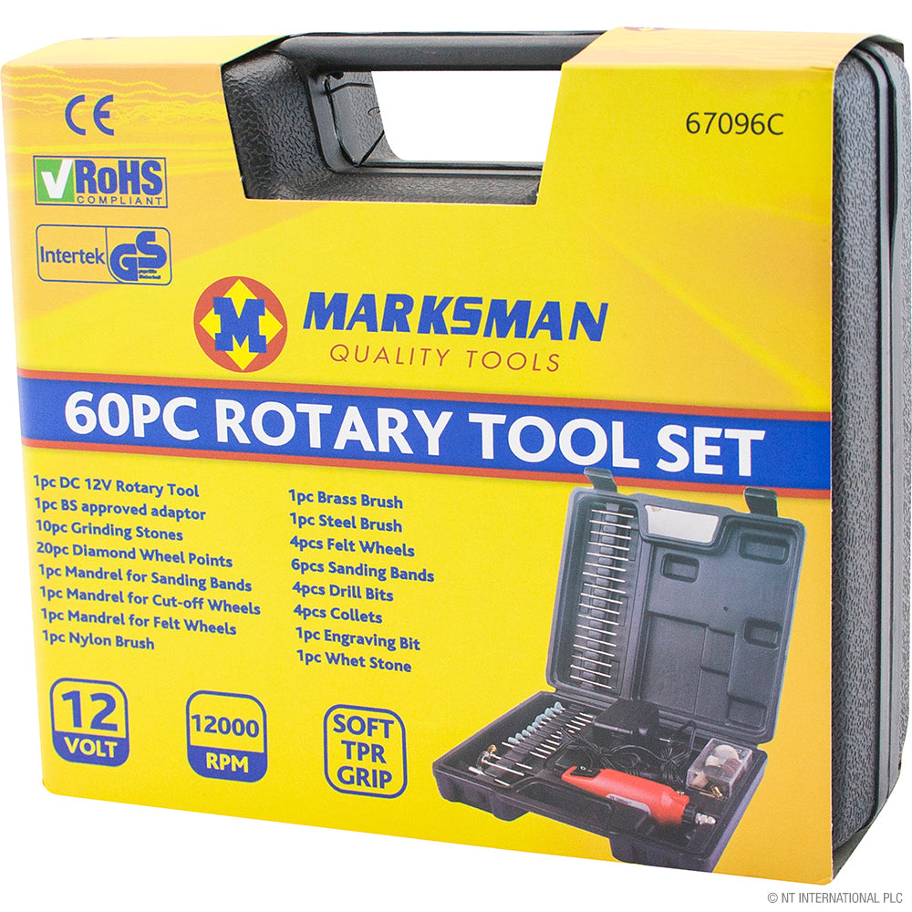 Ensemble d'outils rotatifs 60 pièces - Explorez des possibilités infinies avec le coffret noir 12 V - Parfait pour les amateurs de bricolage