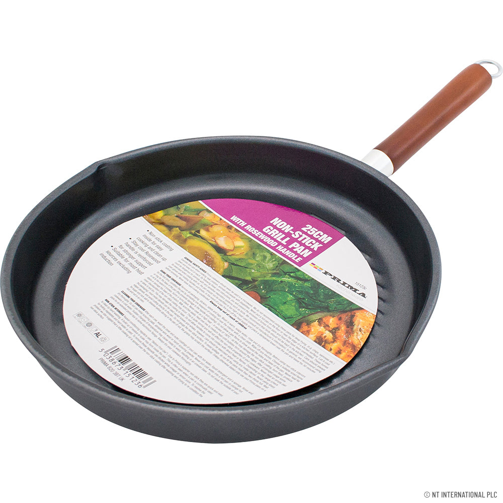 Poêle antiadhésive premium de 25 cm avec élégant manche en palissandre - Idéale pour une cuisine sans effort