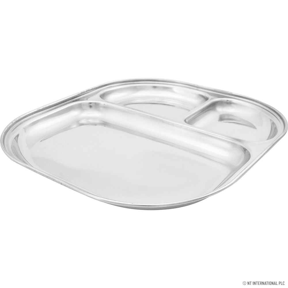 Plateau à 3 compartiments en acier inoxydable 29,5 x 26 cm pour un rangement efficace