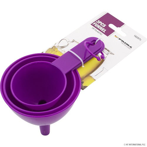 Ensemble de 3 entonnoirs de cuisine en plastique efficaces pour verser sans dégâts.