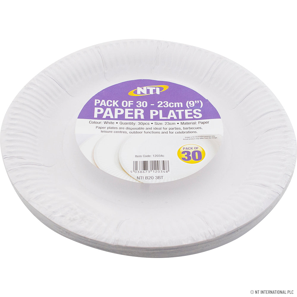 Lot de 30 assiettes en carton haut de gamme de 23 cm – Assiettes jetables pratiques pour toutes les occasions