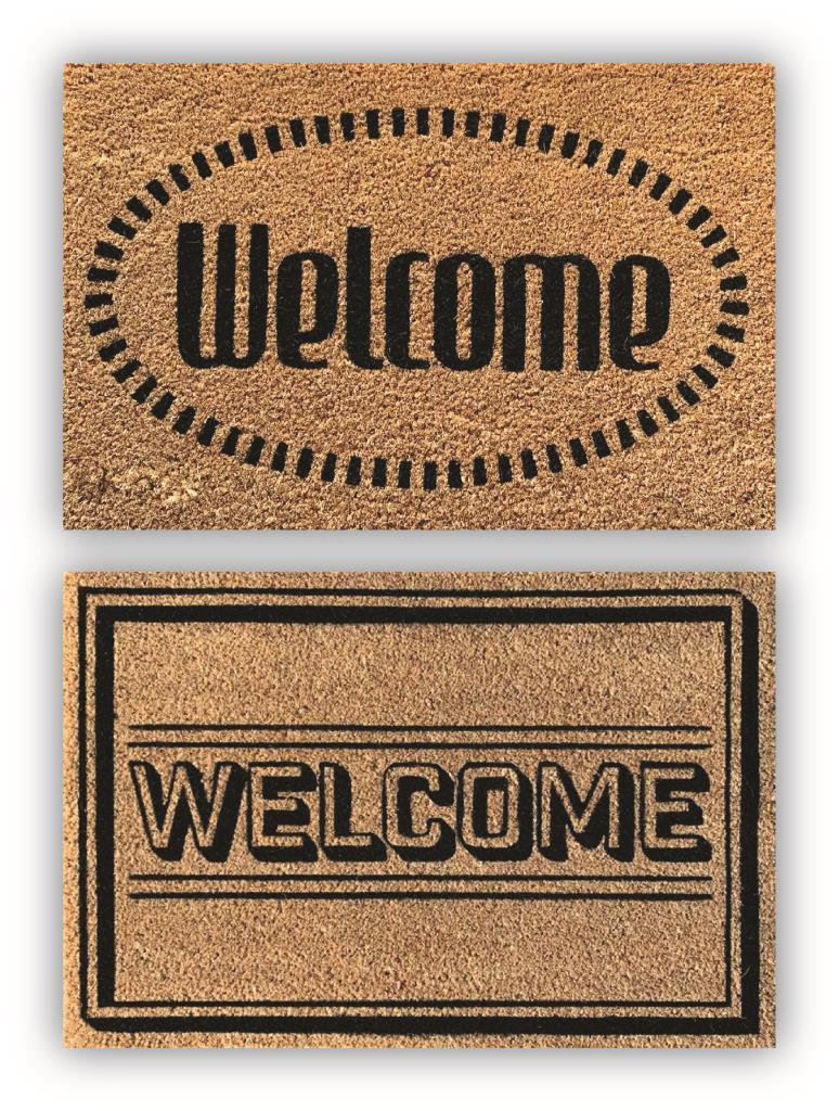 Paillasson en fibre de coco de qualité supérieure - Welcome 40 x 60 | Lot de 2 motifs assortis pour entrées élégantes