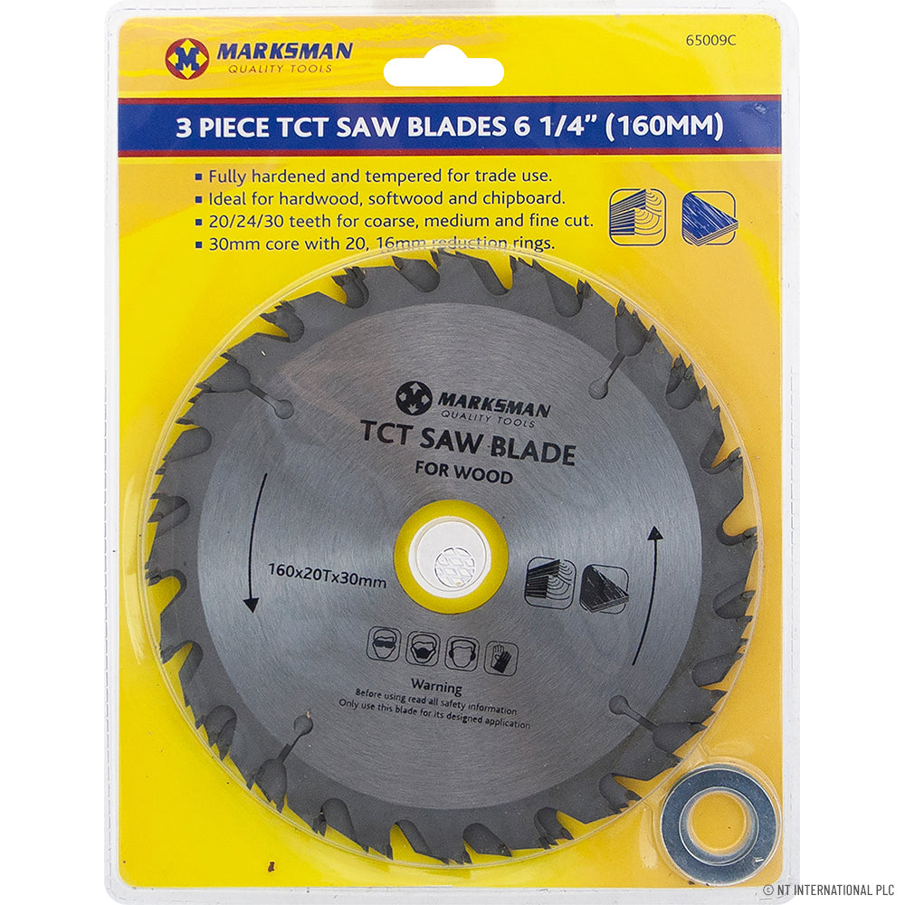 Kit de 3 Lames de Scie TCT Haute Performance de 160 mm (6,25") pour une Découpe Précise