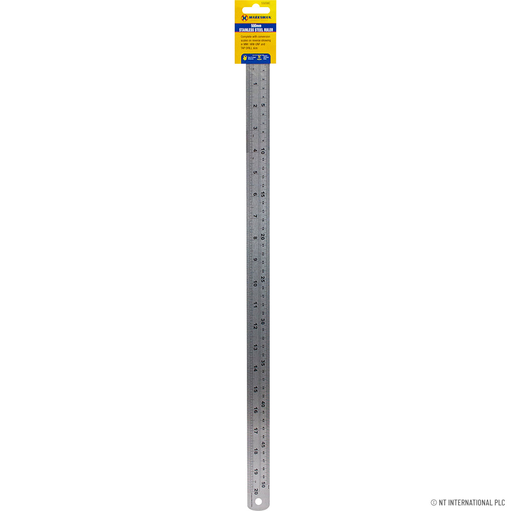 Règle en acier inoxydable de 500 mm (20 pouces) – Durable, précise et polyvalente