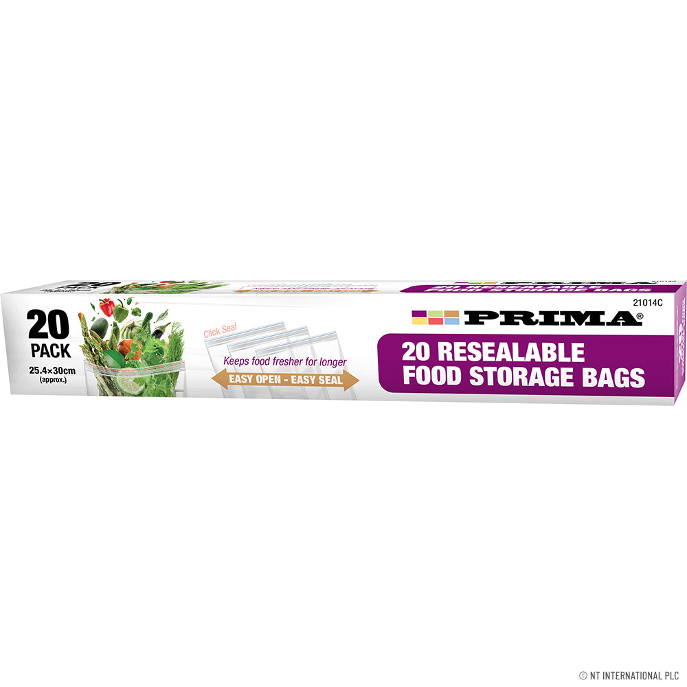 Sachets alimentaires à fermeture éclair pratiques, lot de 20 | 25,4 x 30 cm.