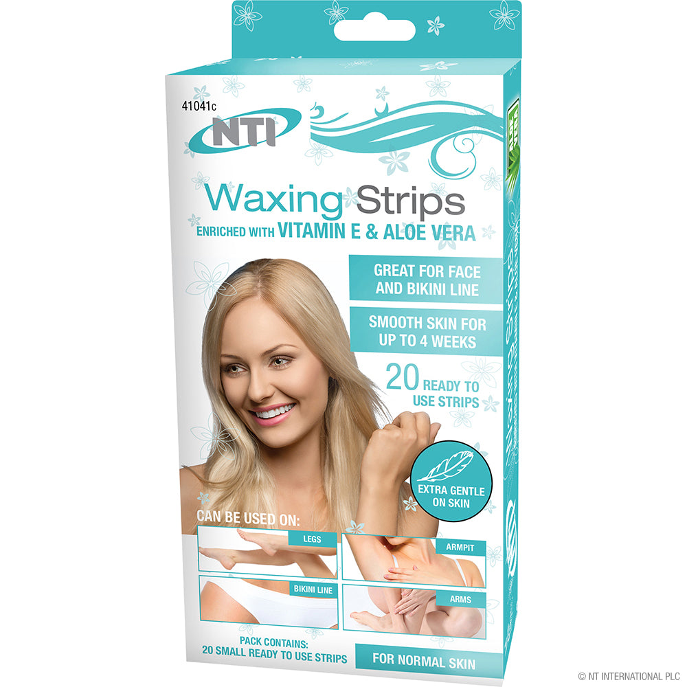 Bandes de cire lisses et soyeuses 20 unités avec vitamine E et aloe vera
