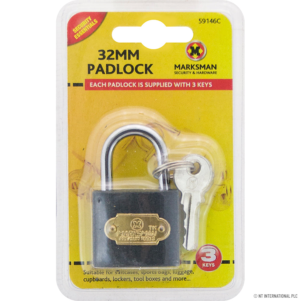 Cadenas en fer noir de 32 mm - Serrure simple de haute qualité pour une sécurité renforcée