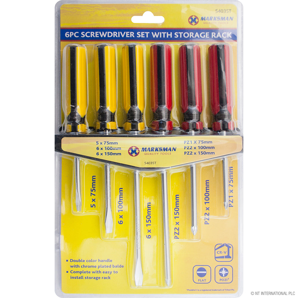 Ensemble de 6 tournevis avec support de rangement pratique