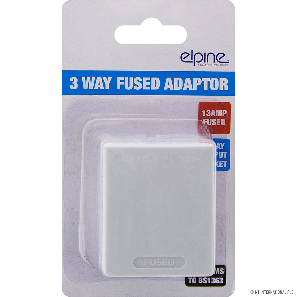 Adaptateur secteur 3 voies 13A blanc, pratique et polyvalent