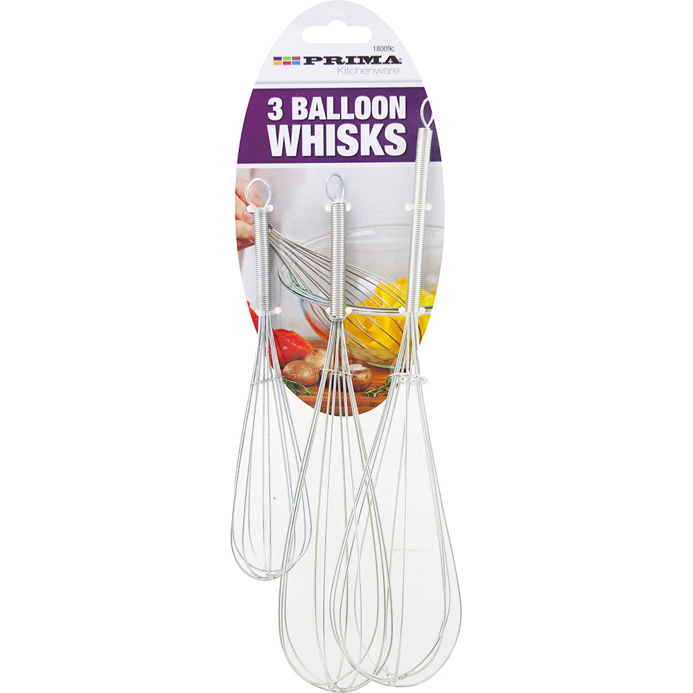 Effortless Mixing with our 3pc Balloon Whisks - Perfect for Baking and Cooking.