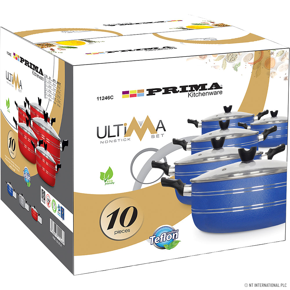 Batterie de cuisine 10 pièces antiadhésive (20 - 28 cm) - Cuisinez sans effort avec 2x6 casseroles multifonctions