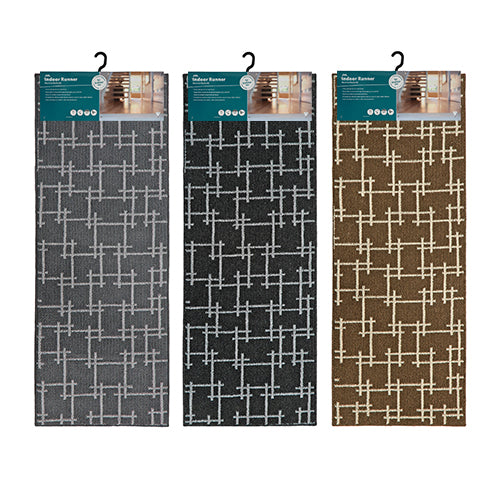 Chemin de couloir lavable d'intérieur de qualité supérieure : Motif croisé assorti | 57x150cm.