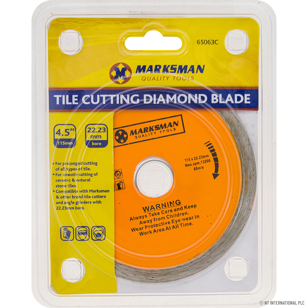 Lame diamantée haut de gamme de 4,5"/115 mm pour la découpe de carrelage, pour des coupes de précision