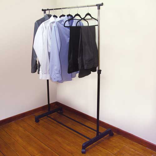 Adjustable Clothes/Garment Rail - Black+Chrome Organize Your Wardrobe Efficiently
