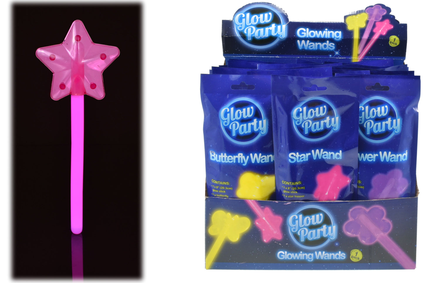 Fleurs papillonnantes lumineuses et baguettes de princesse - Magie au dos métallisé pour un jeu enchanteur