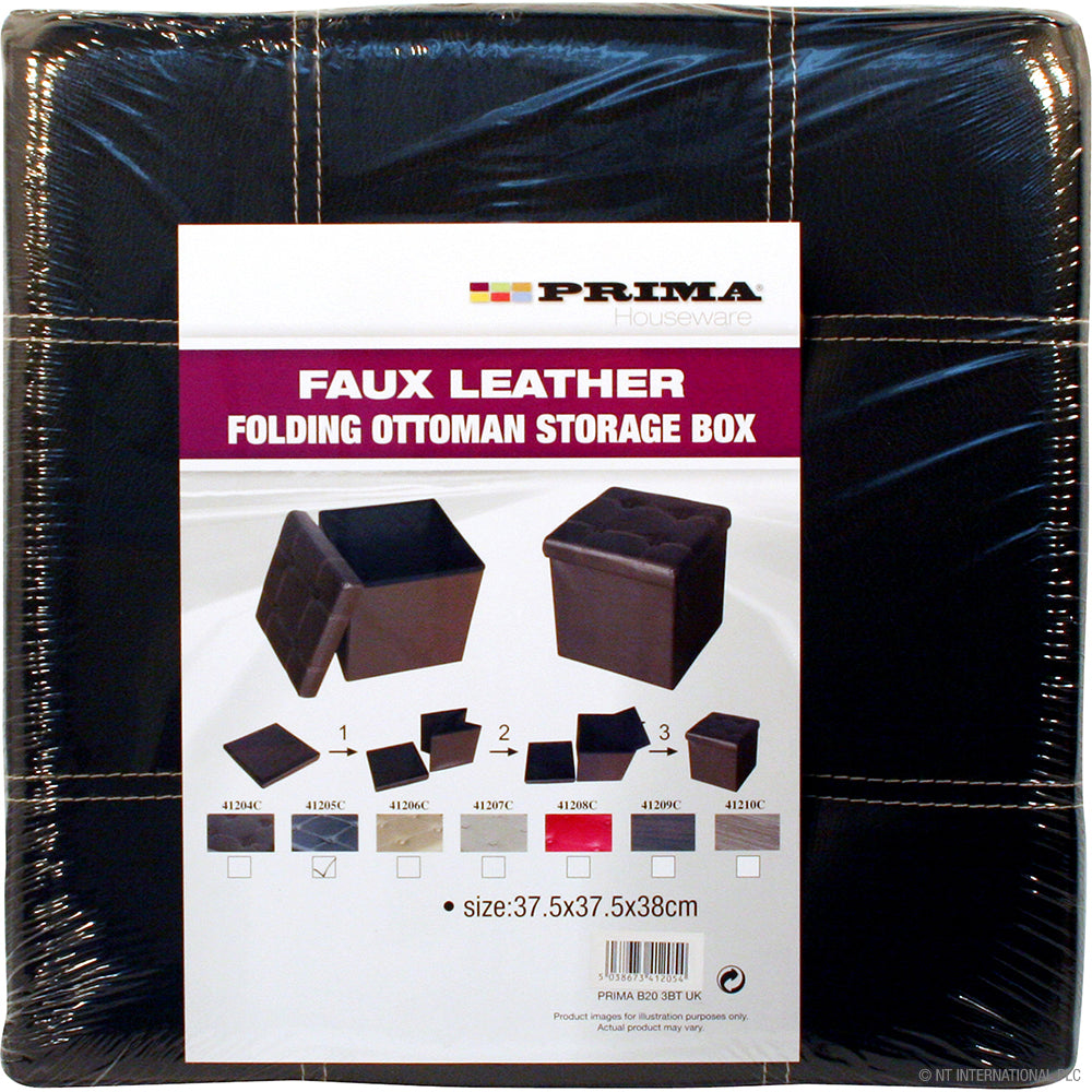 Get Organized with Our Single Faux Leather Foldable Ottoman - 37cm Black.