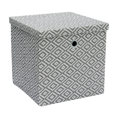 Boîte de rangement élégante en papier pliable motif losanges avec couvercle - Organisez avec élégance.