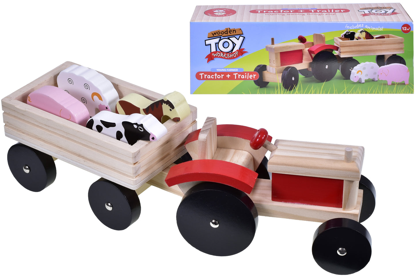 Ensemble Tracteur et Remorque en Bois : Amusement Imaginatif pour Enfants
