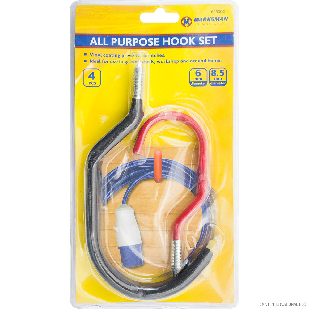Lot de 4 crochets universels – 6 mm et 8,5 mm pour un rangement efficace