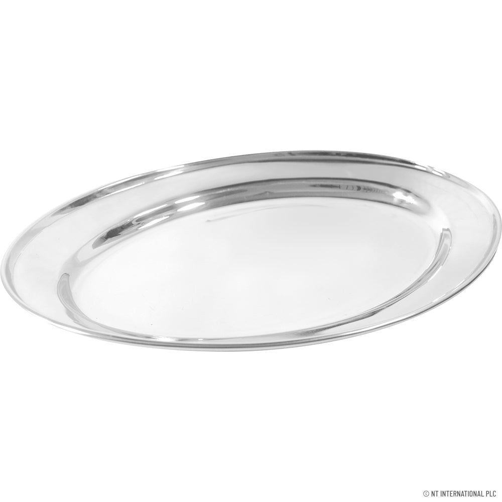 Plat ovale en acier inoxydable de 30 cm