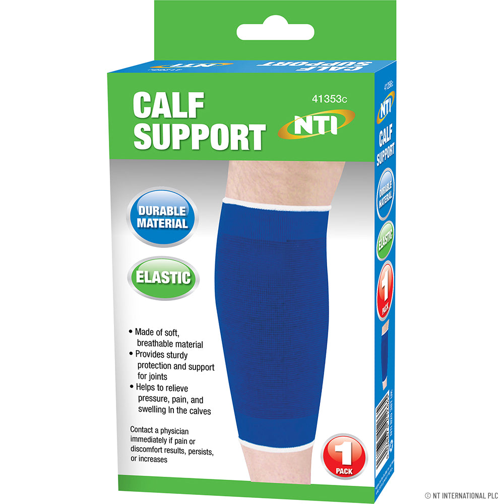Profitez d'un maintien confortable grâce à notre support de mollet élastique bleu.