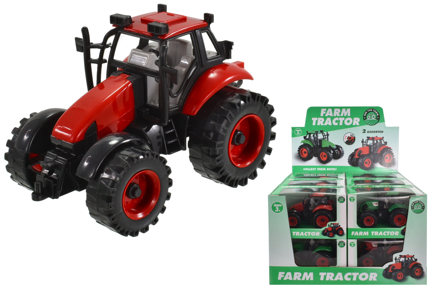 Le meilleur tracteur en plastique dans une jardinière et une boîte de présentation
