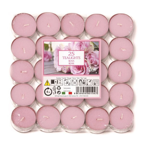 Illuminez votre espace avec les bougies chauffe-plat Petali Rose x25
