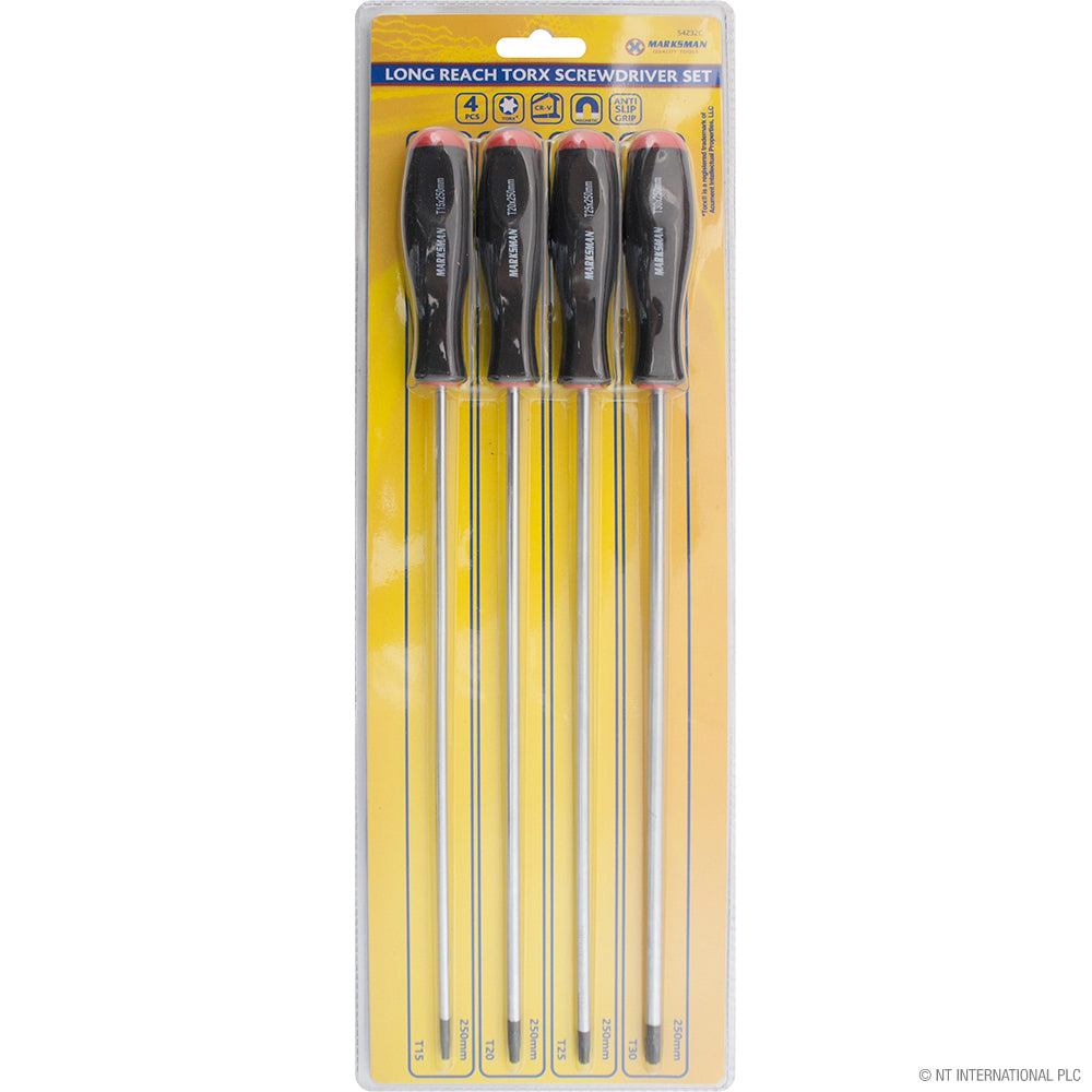 Ensemble de 4 tournevis à manche long - 25 cm de précision et de durabilité pour chaque tâche