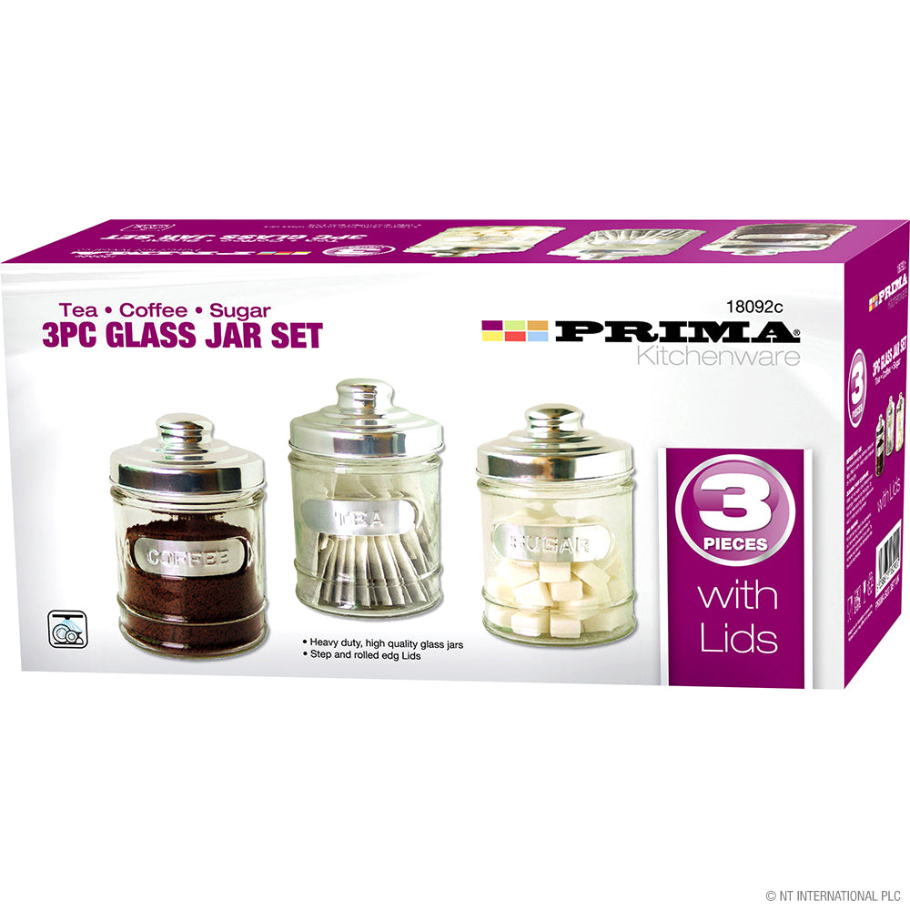 Lot de 3 bocaux en verre – Rangement élégant avec couvercles en aluminium