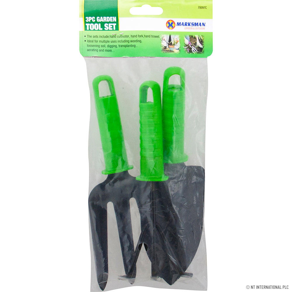 Améliorez votre expérience de jardinage avec notre ensemble d'outils de jardinage 3 pièces - Manche en plastique vert.