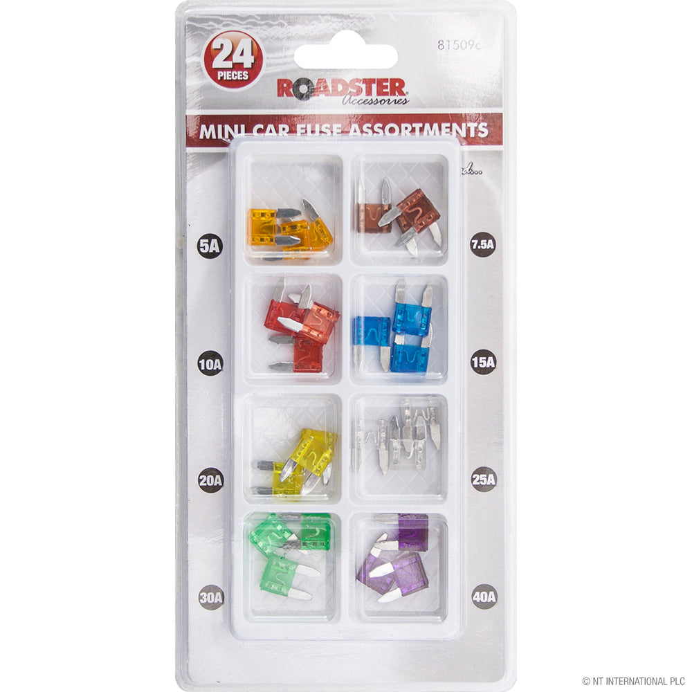 Assortiment de 24 mini-fusibles automobiles – Kit de fusibles pour voiture de différentes tailles