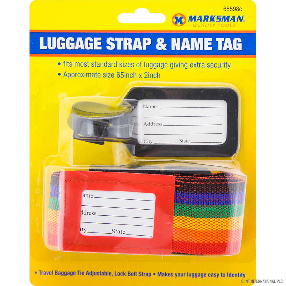 Lot de 2 sangles à bagages et étiquettes nominatives