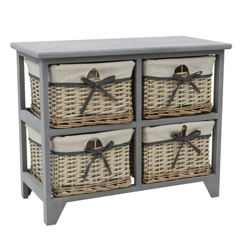 Meuble de rangement large Sherborne à 2+2 tiroirs en saule gris | Organisez avec style.