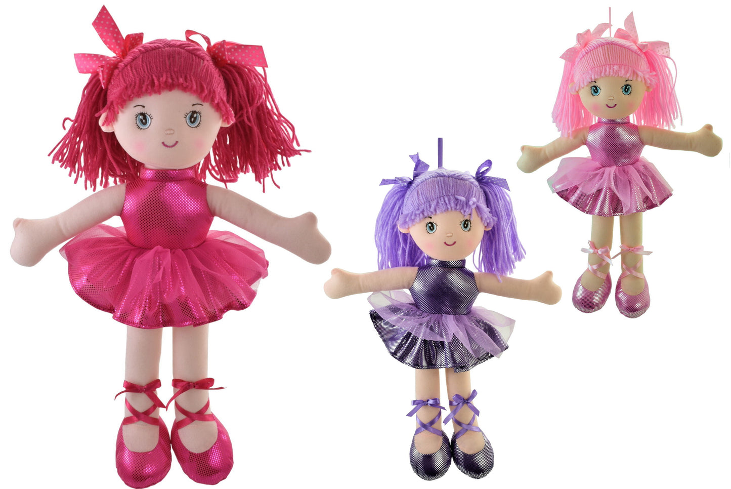 Adorables poupées ballerines en peluche scintillantes de 40 cm - 3 modèles assortis