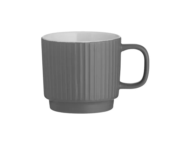 Magnifique Mug gris gravé en relief 355 ml | Vaisselle unique en céramique.