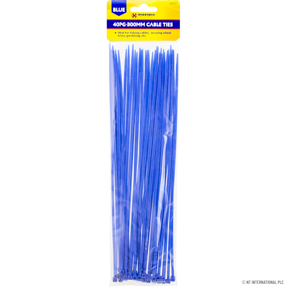 Attaches de câble bleues 4,8 x 300 mm (paquet de 40) - Solution de gestion de câbles polyvalente
