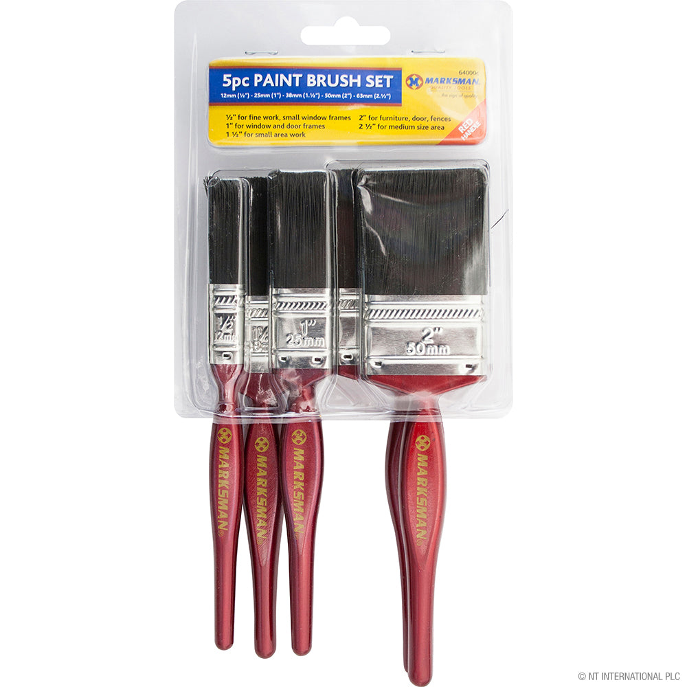 Lot de 5 pinceaux de qualité supérieure Rouge Cerise - Pinceaux d'artiste professionnels pour la peinture acrylique, à l'huile et à l'aquarelle