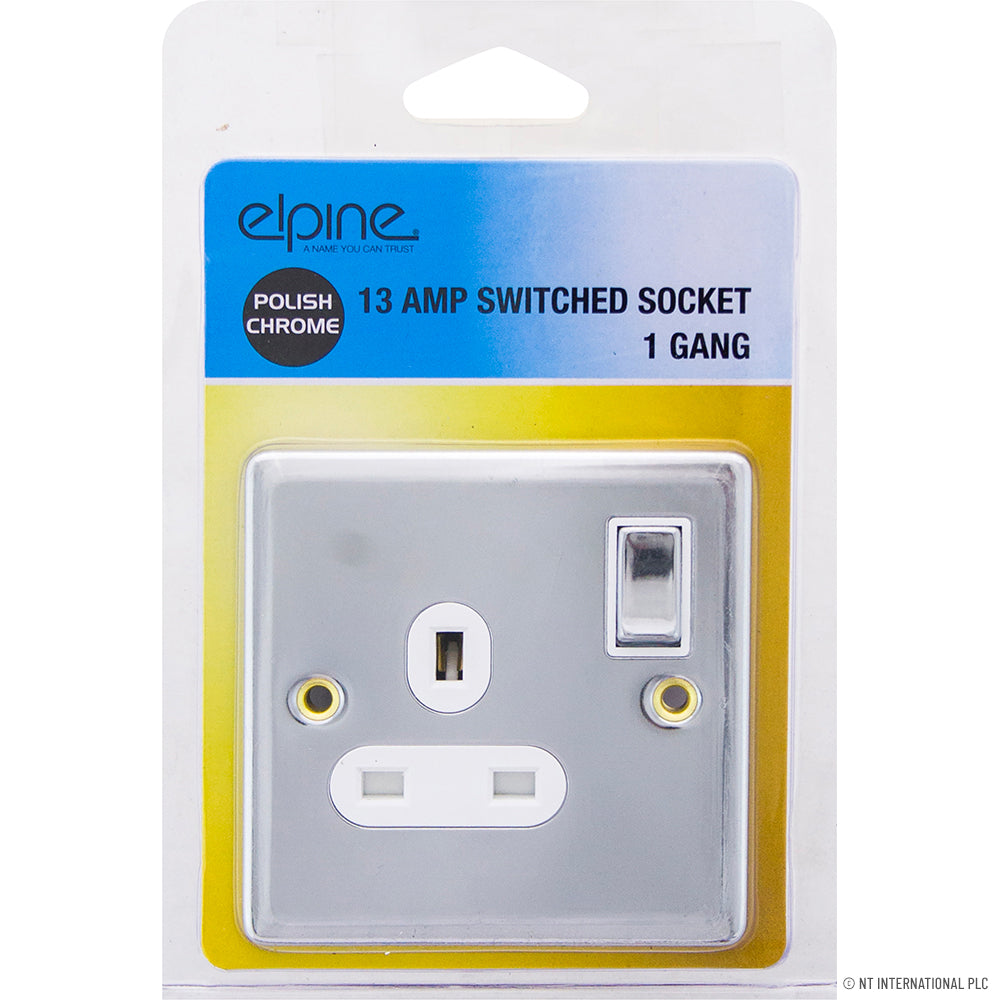Améliorez votre espace avec style : prise commutée 13A 1 gang en finition chrome élégante.