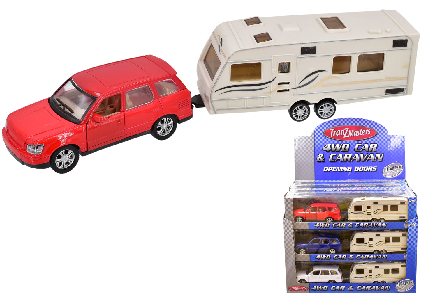 Voiture et caravane 4x4 en plastique D/C à l'échelle 1:40 | Collection de jouets